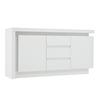 Credenza 140*35*72cm, Cassettiera per Camera da Letto, Soggiorno, con 3 Cassetti, Ripiani Regolabili e 2 Ante, Mobile Laccato Lucido con LED, Bianco