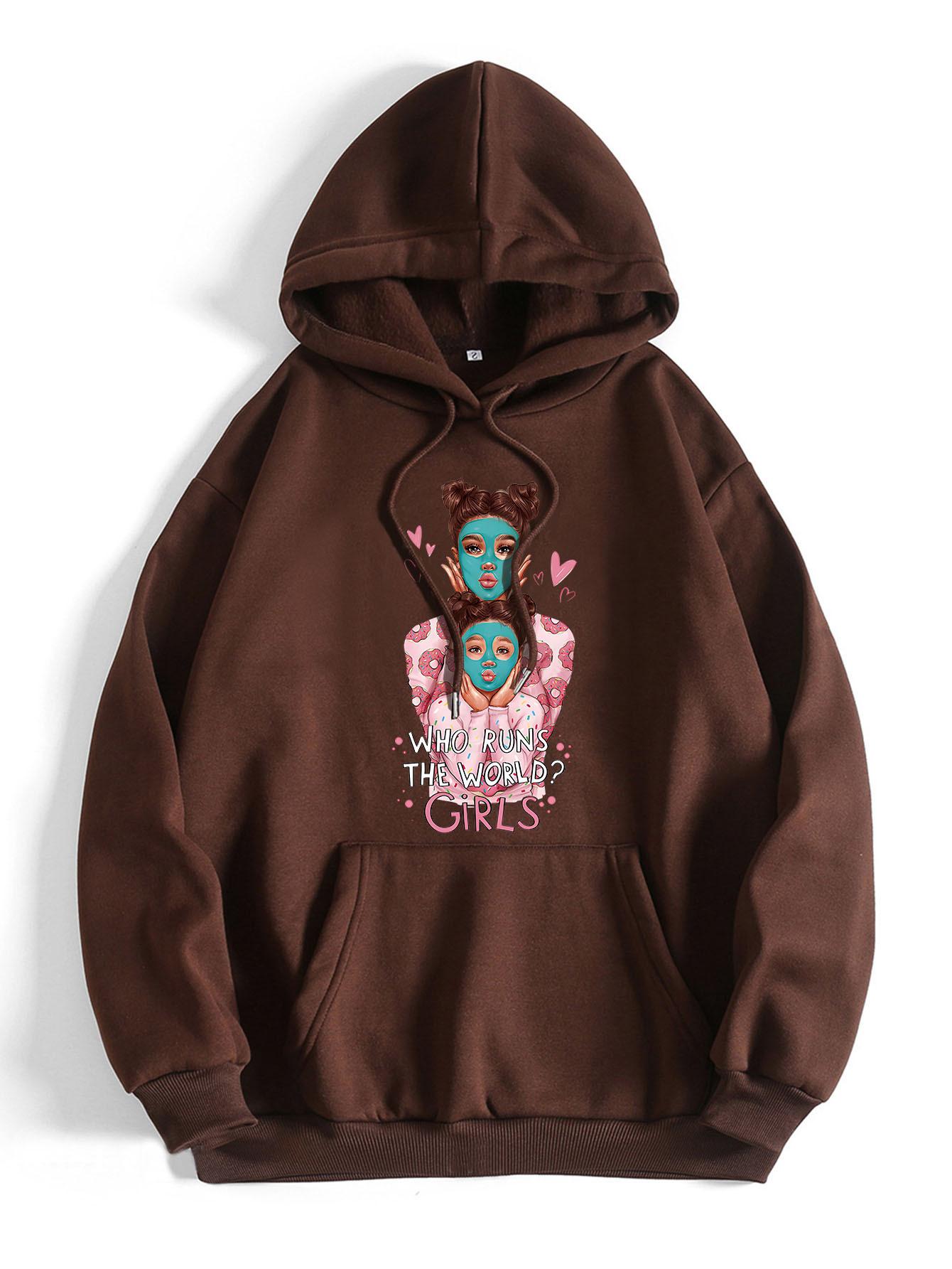 

Модный повседневный женский принт свободный с капюшоном и воротником-рюкзаком флисовый свитер куртка весна и осень женский топ 5XL