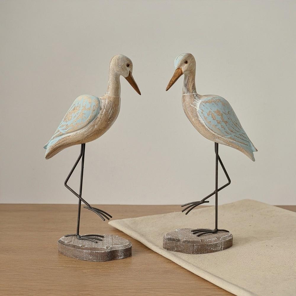 Realistic Sea Bird Figurine Vintage Wooden Carving Statue  Room Decoration
