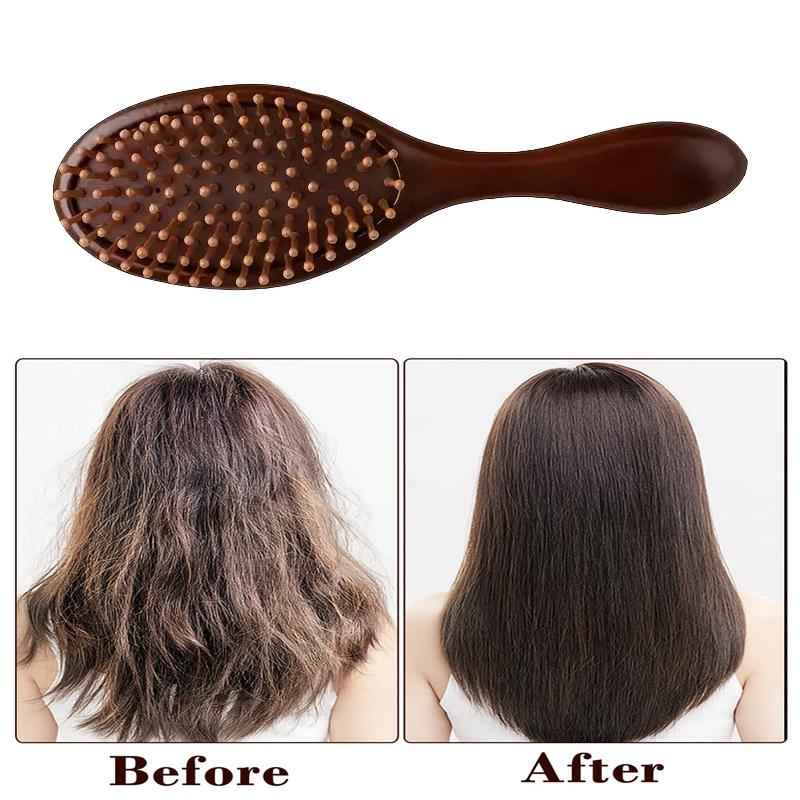 BEPAN Sandalwood Hand Carved Air Cushion Comb with Bamboo Teeth Oval Scalp Massage Brushes Scalp Massage Deep Penetration Styling Comb