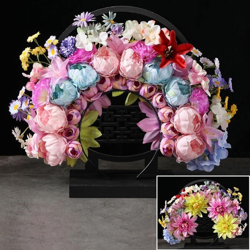 Bridal Garlands Florals Crown Wedding Flower Headband Beach Wreath Hairband Girls Hair Accessory Women Head Hoop Props