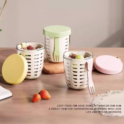 Portable Salad Cup with Fork Fruit Storage Container for Fridge BPA-Free Leak-Proof