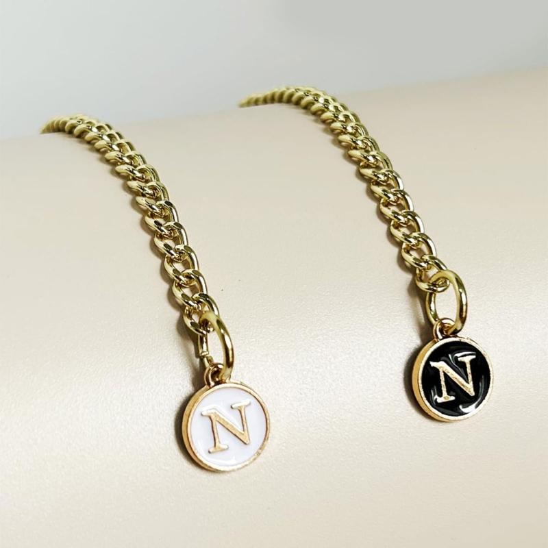Name Letter Handle Charm Personalized Long Chain Round Pendant with Lobster Clasp Handle Chain for Cup Accessory