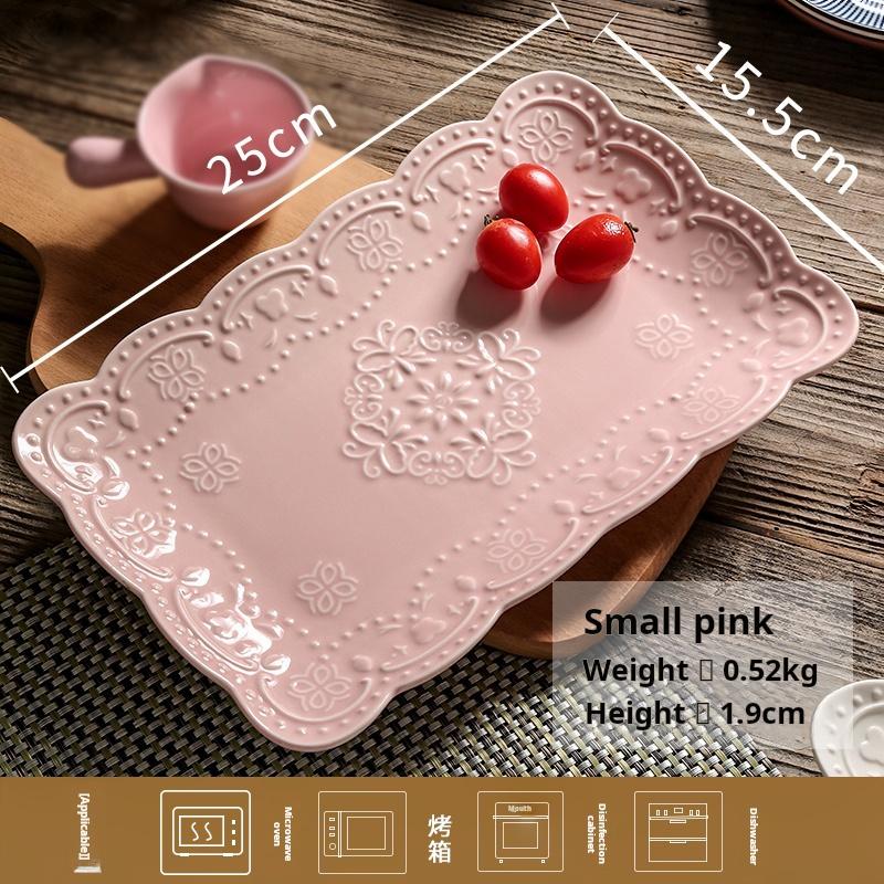 Бытовые рельефные керамические прямоугольные тарелки, обеденные тарелки с бабочками, тарелки для овощей, фруктовые тарелки для послеобеденного чая, тарелки для закусок