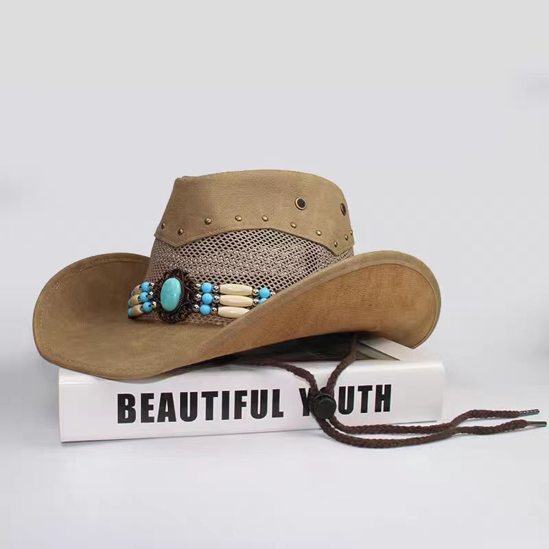 Leather Western Cowboy Hat Men'S Gentleman Godfather Hat Pu Material Panama Cowboy Hat Jazz Hat Sombrero Para Hombres