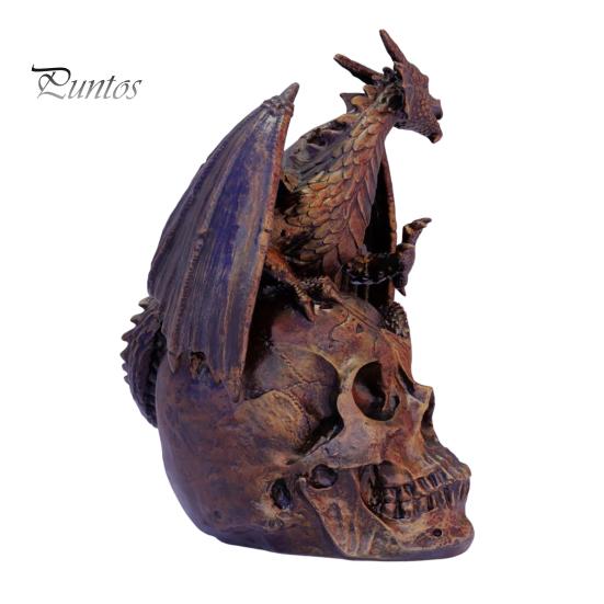 Resin Animal Sculpture Flying Dragon Skull Statue, On Human Figurine, Decorative Figurine Halloween Abstract Sculpture, Gothic Garden Decor