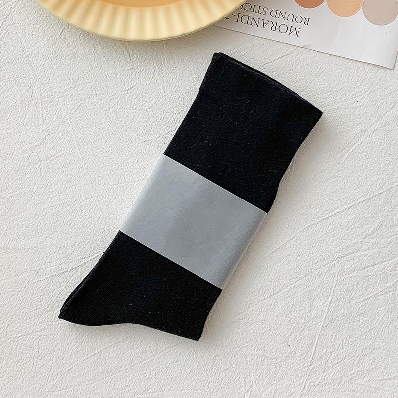 

Female Spring and Autumn Thin Pure Color Candy Color Wide Mouth Breathable Cylinder Pile Pile Cotton Socks 1 pair чорний