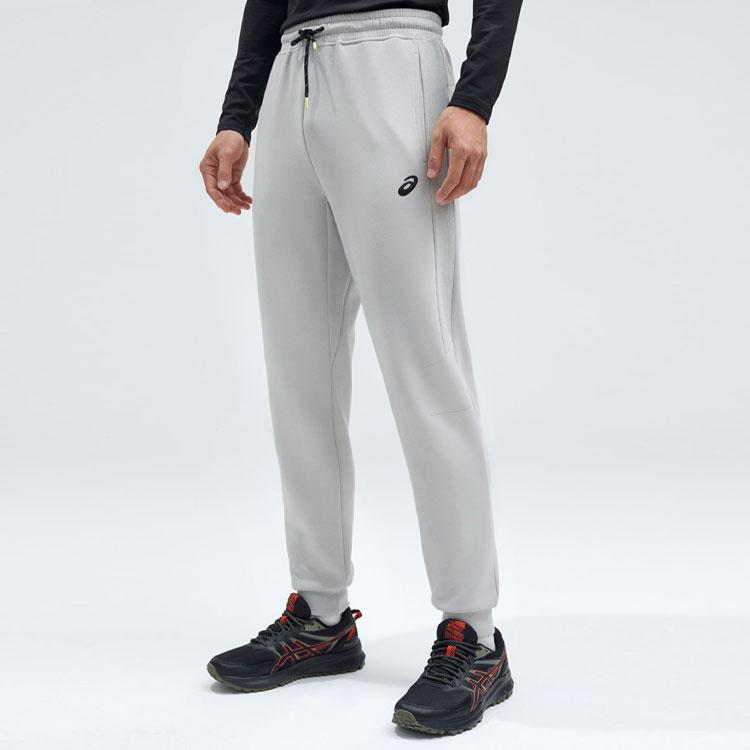 Asics Logo Mid-Waist Drawstring Cuffed Casual Knitted Sports Pants Men Pants Gray 2031D741-020