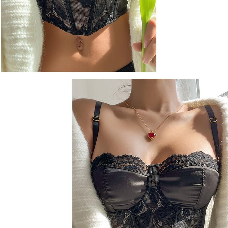 French Thin Cup Lace Push Up Bra Set Sexy Women Body Shaper Underwear Romantic Silk Bralette With Panties Lingerie Sets