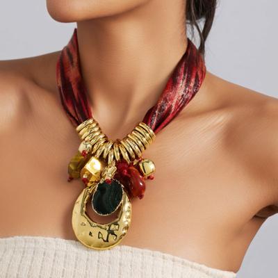 Statement Böhmischer Stil Band Halskette Geometrischer Anhänger für Frauen Mädchen Hochzeitsparty Schmuck