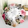 1pc Floral Leopard Print Auto-Fold Umbrella with One-Touch Open/Close - 8 Reinforced Ribs for Windproof Stability Yy251118143