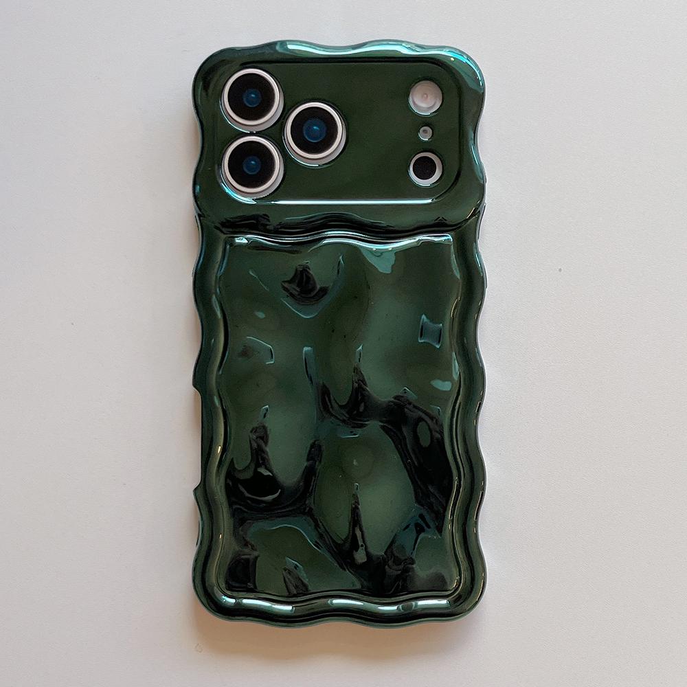 Luxury Electroplated Orange Stone Pattern Phone Case for iPhone 13 14 15 16 17 Pro Max Wave Edges Shockproof Soft Back Cover