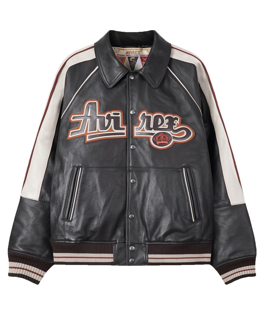 Avirex Lamb Leather Varsity Jacket / 7836150003 Dark Brown