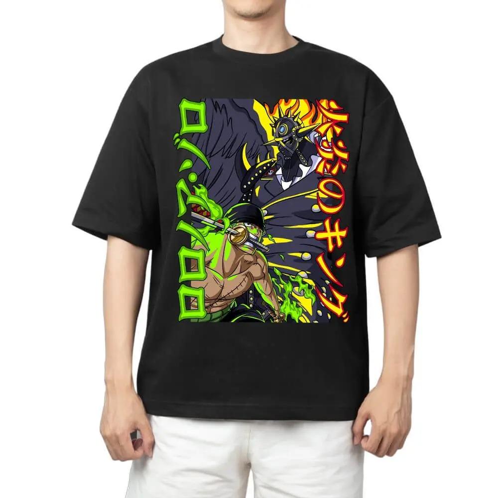 Japan Anime One Piece Roronoa Zoro Manga Graphic Print T-shirt Men Women Streetwear Y2k Harajuku Fashion Casual Oversized Top Cotton Summer New Tee