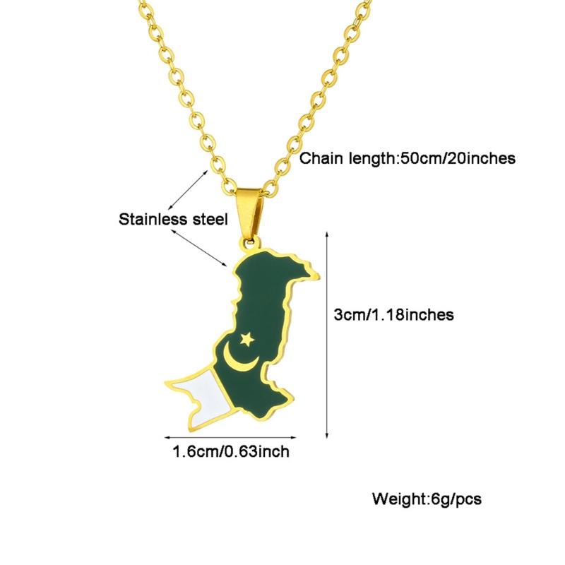 Pakistan Flags Pendant Necklace Fashionable National Maps Neckchains Adjustable Ethnic Collarbone Chains Couple Gifts