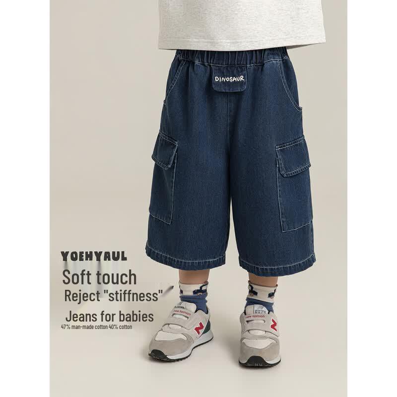 Boys Casual Letter Print Denim Shorts 100cm