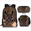 Cool Girls Printing Anime 3Pcs/Set Daily Pack Pupil School Carry Carrier Kid Sweet Outing Backpack Children Birthday Gift