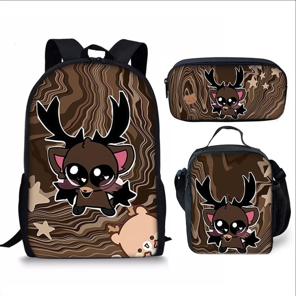Cool Girls Printing Anime 3Pcs/Set Daily Pack Pupil School Carry Carrier Kid Sweet Outing Backpack Children Birthday Gift
