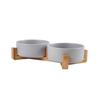 Wooden Rack Ceramic Pet Double Bowl Integrated Eating Drinking Basin No Spill Feeder For Small Cats Dogs Neck Care Pet Supplies