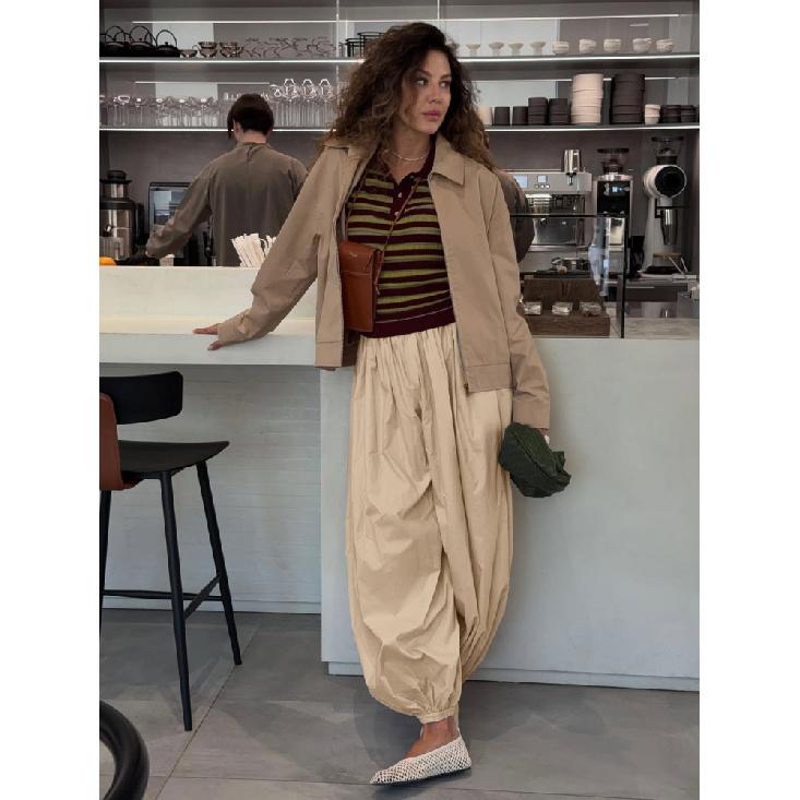 

Модные хип-хоп повседневные гаремные брюки весна-лето женские уличные танцы личный Y2k баллонные пышные сенсорные хлопковые эластичные брюки L хаки