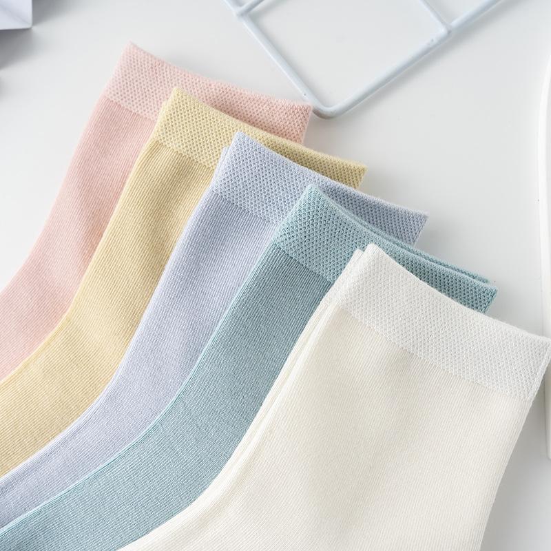 Modal Cotton Socks Spring And Autumn Socks Flat Solid Color Socks, Medium Tube Women'S Socks