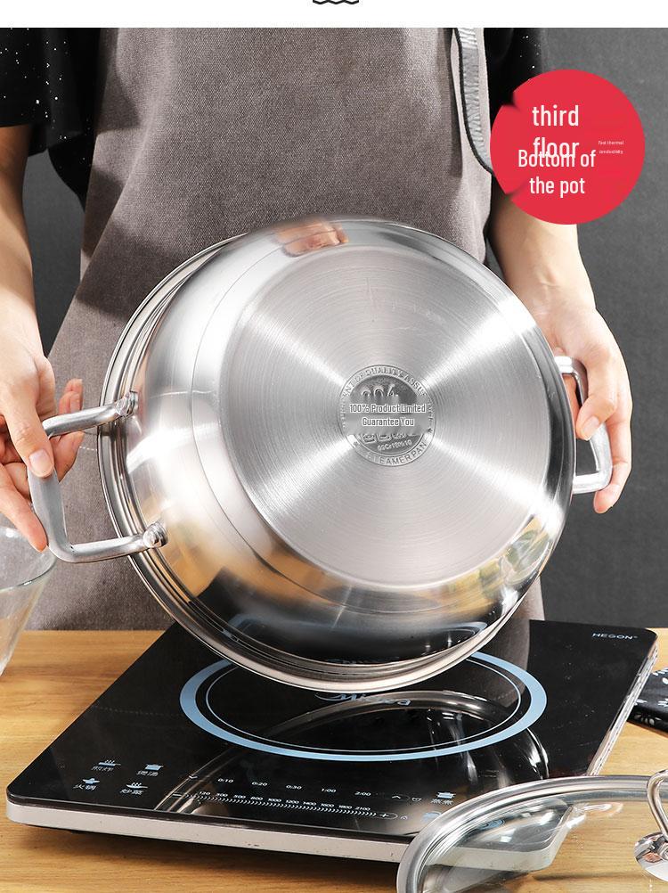 304 Stainless Steel Non-stick Stew Pot with Thickened Composite Bottom for Gas & Induction