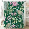 Peacock Floral Green Bath Mat Shower Curtain Decorative Home Textile Waterproof Decoration for Bathroom Pink Flowers Pattern 3D