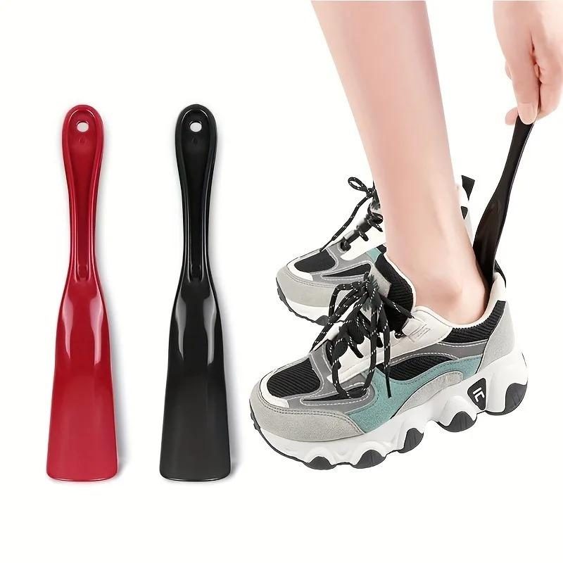 2PCS Unisex Long Handle Shoe Horns Portable Plastic Shoe Helper Non-Slip Easy Wear Tool for Travel Daily Use and Home