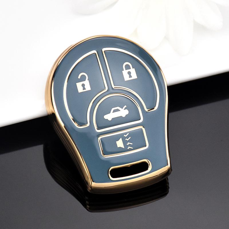

Чехол-брелок в виде ракушки с 2, 3, 4 кнопками для Nissan March Tiida Altima Armada Cube Juke Maxima Pathfinder Rogue Sentra Versa, чехол для дистанционного ключа из ТПУ 4 Button Key Case серый