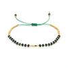 Faceted Emerald Green Gold Spacer Adjustable Bracelet – Dainty Spiritual Jewelry, Calm Protection Gift for Women