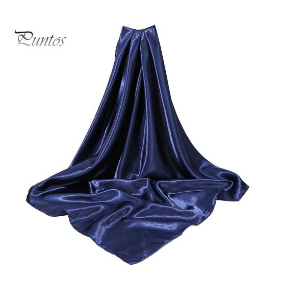 

Женская шаль, однотонная, мягкая, имитация шелка, гладкая, легкая, дышащая, атласная шаль для повседневных путешествий, вечеринок темно-синий
