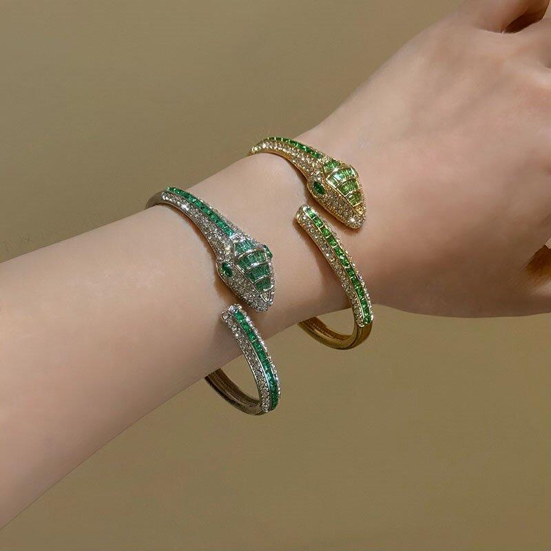 European Fashion Open Serpentine Rhinestone Bracelet, Cool Elegant High-end Women Jewelry Gift