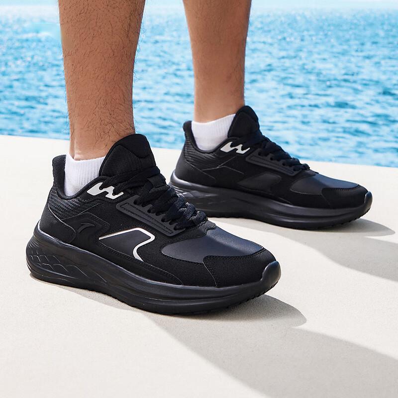 Anta Comfortable Trendy Shock Absorbing Non-Slip Low-Top Casual Running Shoes Men sneaker Basic-Black 912435512-5