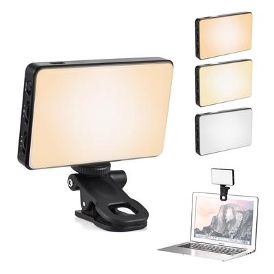 Luz de vídeo LED con clip de bolsillo, luz de videoconferencia para teléfono móvil, tableta, ordenador, 2500K-9000K