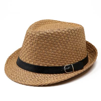 Men's Hat Curled Leather Buckle Jazz Hat Spring Summer Shade Beach Top Hat Straw Hat Outdoor Mountain Climbing Sun Protection Cowboy Hat