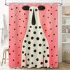 Modern Abstract Animal Shower Curtain Black Dots Dog Design For Bathroom Decor In Pink Color Printed Waterproof Fabric With Hook