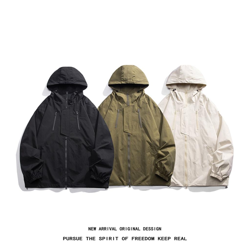 Autumn New Men's Loose Colored Hooded Jacket Charge Coat Cardigan Coat