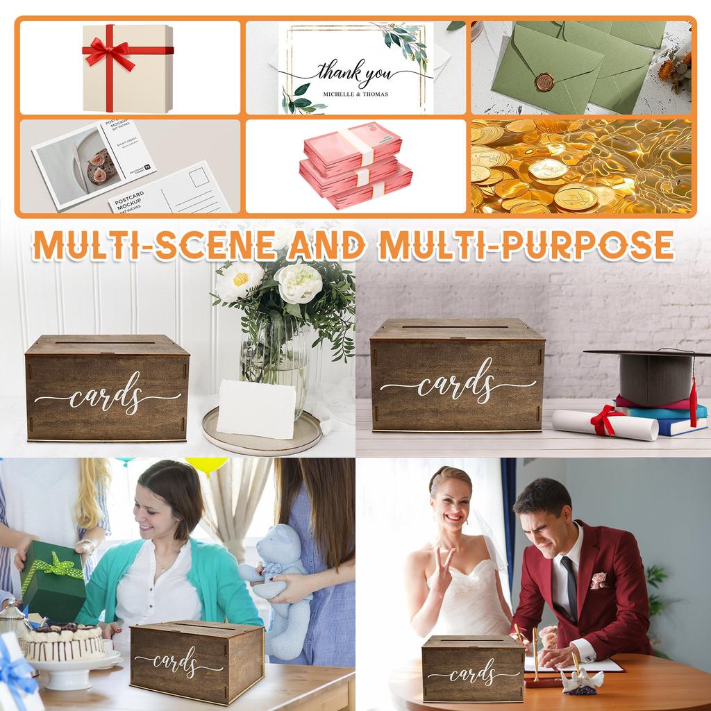 Retro Holz Aufbewahrungsbox für Grußkarten Umschlagbox für Hochzeit Geburtstag Baby Show Party 11 Zoll Hochzeitskartenbox