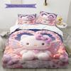 Hello Kitty Cute Pattern Bedding,Quilt Set Quilt Cover Pillowcase Home Birthday Gift(1 * Duvet Cover + 2 * Pillowcase, Without Core)