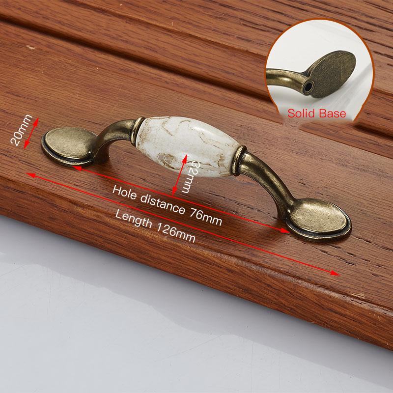 KAK Marble Lines Ceramic Cabinet Handles Zinc Alloy Drawer Knobs Wardrobe Door Handles Antique Bronze European Furniture Handle