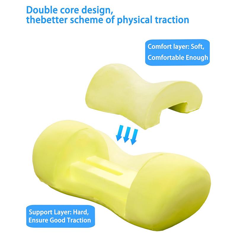 Cross-Border Memory Foam Cervical Pillow with Reverse Bow Stretching and Pure Cotton Cover - Portable Neck Support Pillow