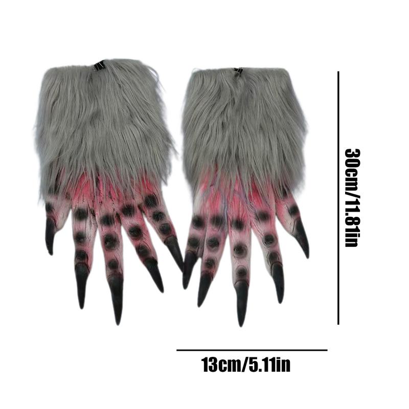 Halloween Costume Gloves 2Pcs Werewolf Gloves Wolf Claw Hands Horror Wolf Claw Gloves Suitable for Halloween Theme Party