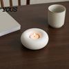 Portacandele in Ceramica Opaca Portacandele Minimalista, Portacandele Geometrico Moderno con Finitura, Portacandele Arrotondato Bianco Crema Decorazione da Tavolo, Sicuro