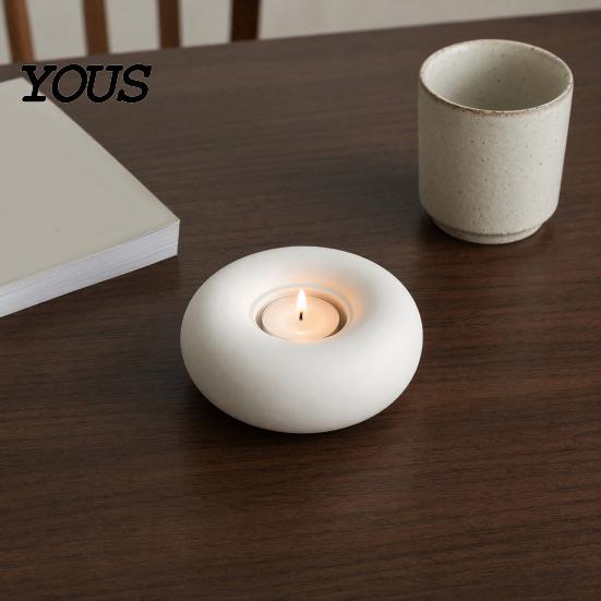 Portacandele in Ceramica Opaca Portacandele Minimalista, Portacandele Geometrico Moderno con Finitura, Portacandele Arrotondato Bianco Crema Decorazione da Tavolo, Sicuro