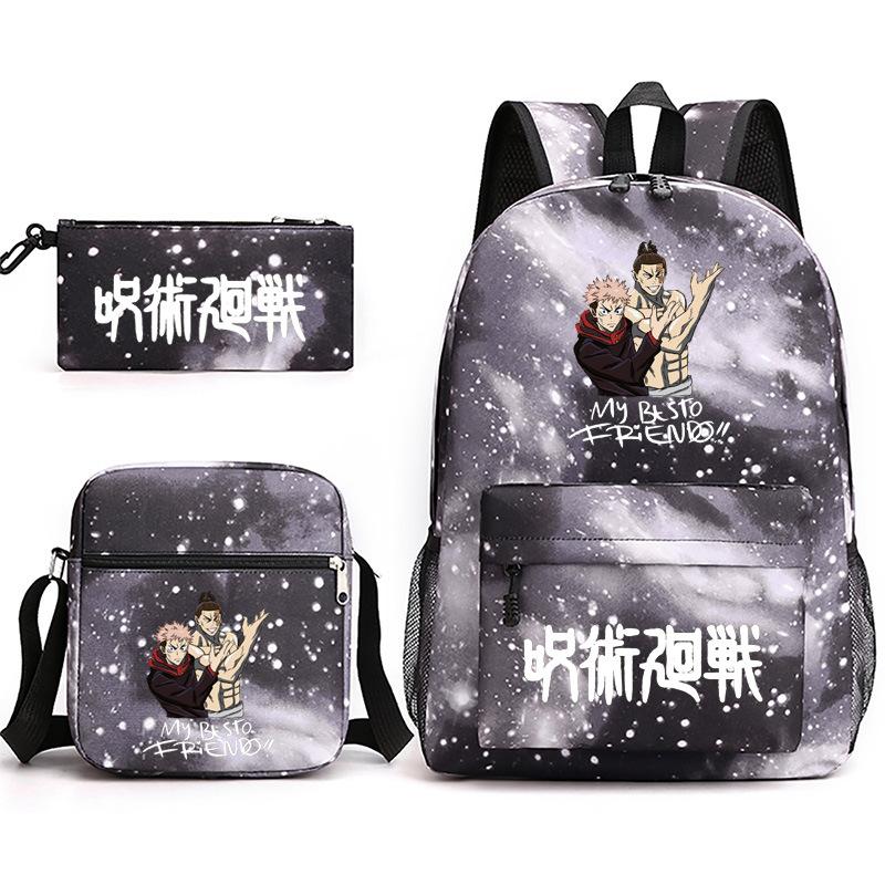 Σετ σακιδίου πλάτης Jujutsu Kaisen τριών τεμαχίων με στάμπα έναστρου ουρανού