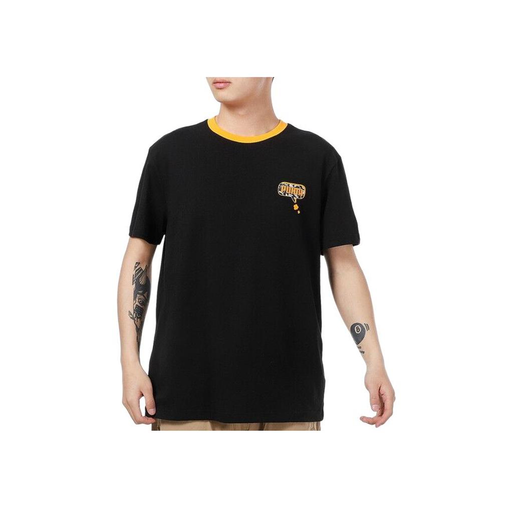Puma Minimalist Logo Graffiti Pattern Cotton Short Sleeve T-Shirt 2-Pack Unisex Tops Black 53203401+53203401