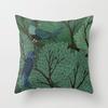 Green Plant Geometric Cushion Cover Peach Leather Fleece Home Pillow Case Sofa Office Cushion Head Back Cover