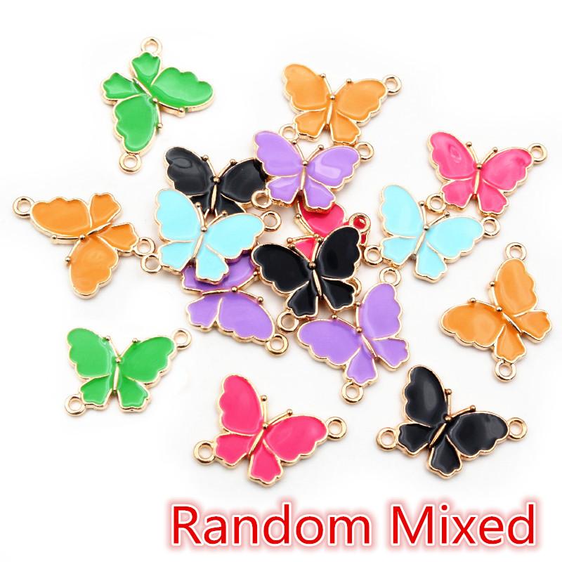 10pcs 15x20mm Double Loops Butterfly Charms Pendant Enamel Alloy Metal Charms DIY Jewelry Accessories for Necklace Bracelet