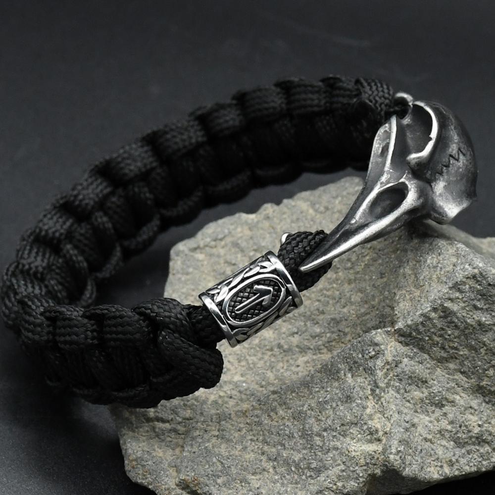 Roestvrij Staal Viking Odin Raaf Schedel Armband Mannen Vrouwen Gotisch Diy Valkut Teiwaz Kralen Wicca Sieraden Accessoires
