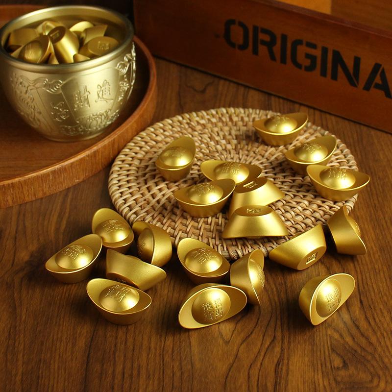 Brass cylinder five-way God of Wealth cylinder home desktop creative ingot ornament pure copper metal handicrafts copper handicrafts